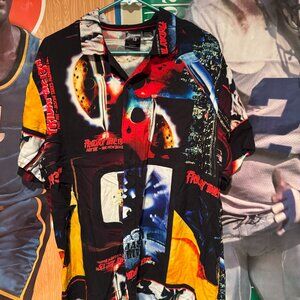 Vintage Like Friday the 13th Jason Voorhees AOP Black Button Shirt (2XL) Horror